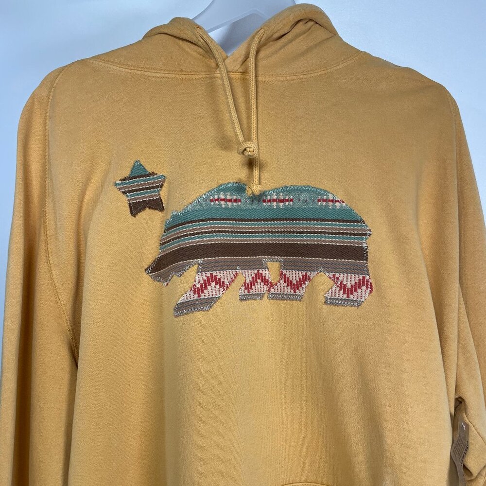 ADKTD Lifestyle Cali Bear Hoodie‎ Men’s XL Mustard Yellow Santa Barbara